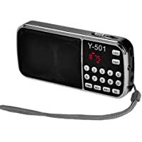 Totento Mini Radio Portátil FM SD USB MP3 Bateria Recargable Pequeña Digital Altavoz con Antena Oculta- Enchufe de…
